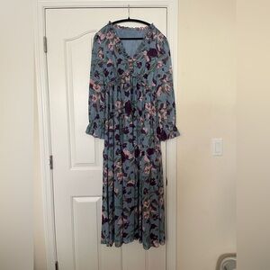 Floral Blue and Pink Maxi Dress